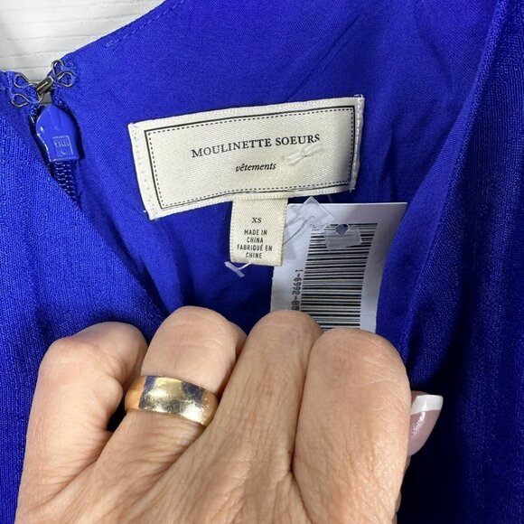 Anthropologie Moulinette Souers Blue Carina Boho Off Shoulder Mini Dress Small - Picture 12 of 15